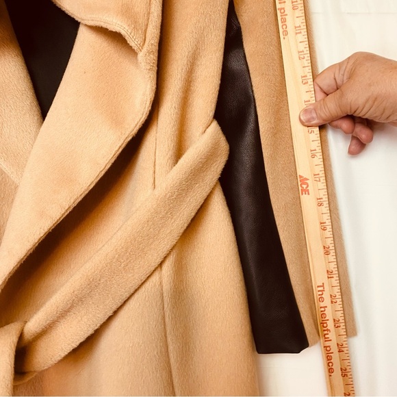 Waverly G Waterfall Short Coat Drape Collar Transition to Hood Cinch Belt Tan S - Picture 10 of 11